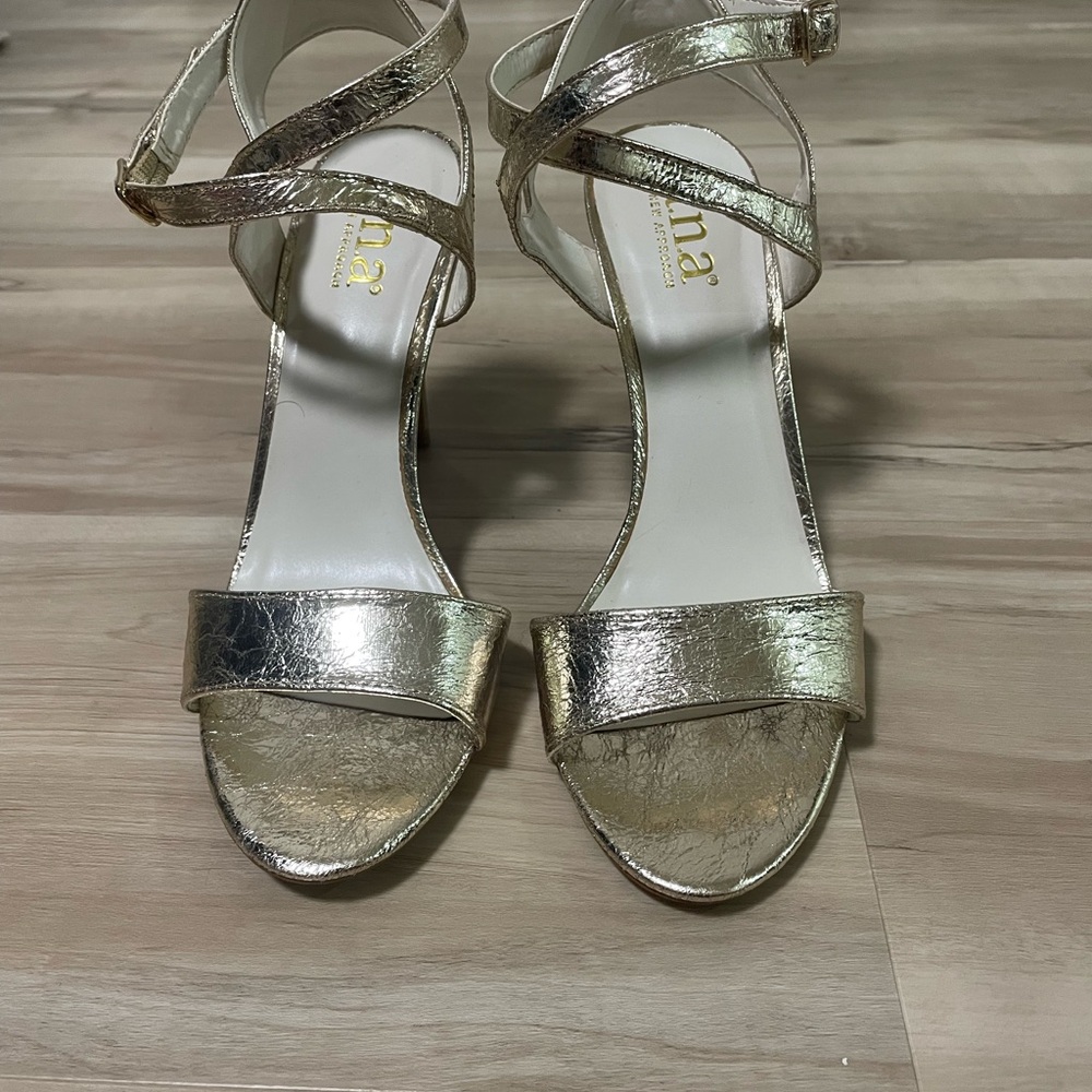 Gold Strappy Heeled Sandals